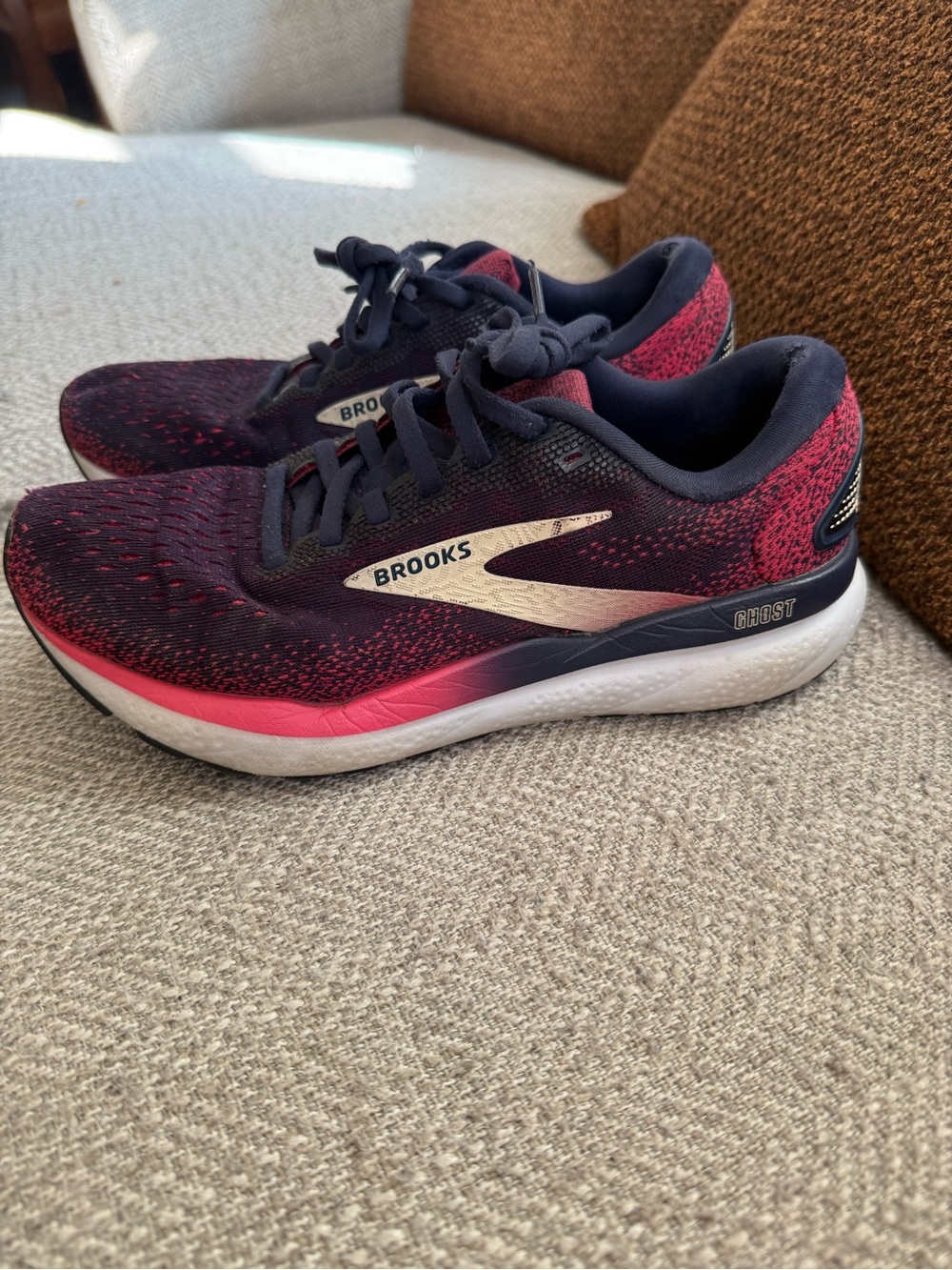 Brooks Women’s Ghost Running Shoes — Navy and Pink Fade